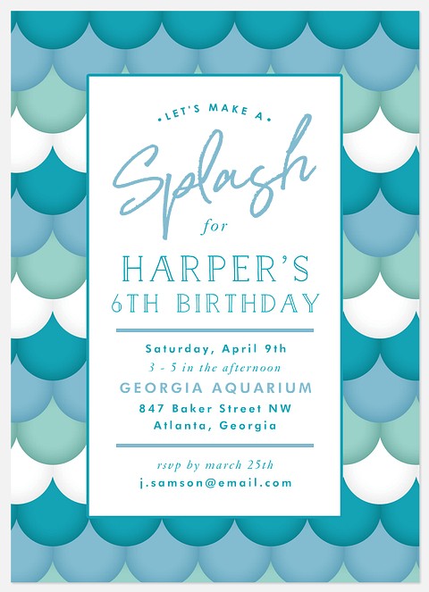 Mermaid Splash Kids' Birthday Invitations