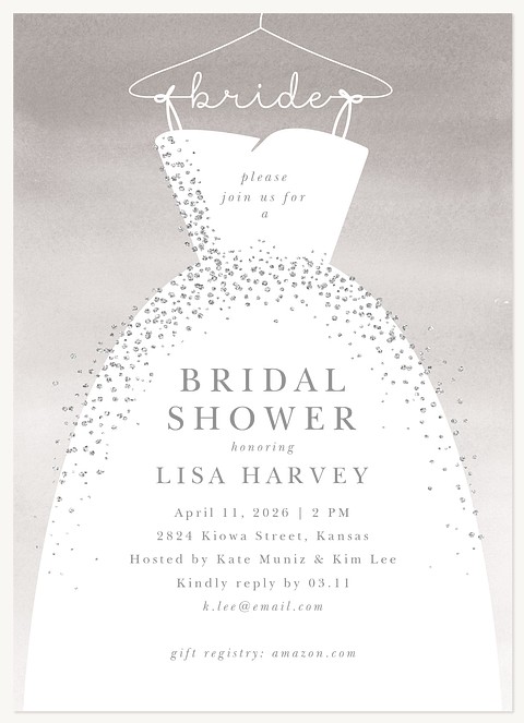 Glitzy Gown Bridal Shower Invitations