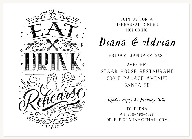 Vintage Rehearsal Rehearsal Dinner Invitations
