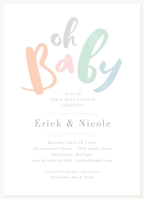 Pastel Baby Baby Shower Invites
