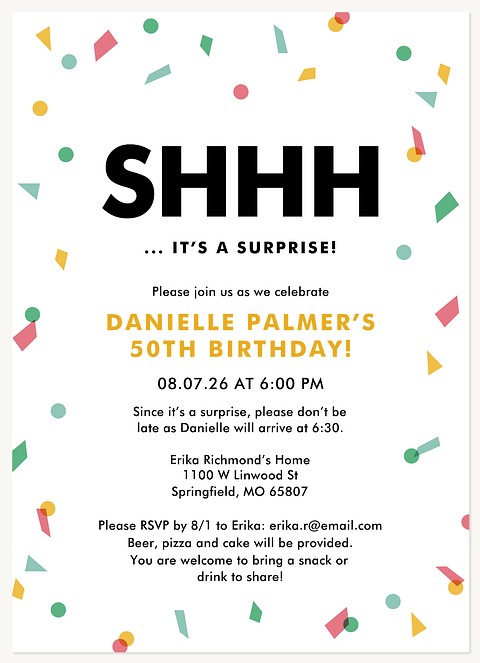 Secret Celebration Adult Birthday Party Invitations