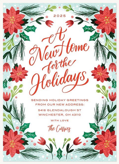 New Home Floral Christmas Cards