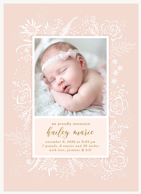 Delicate Floral Baby Announcements