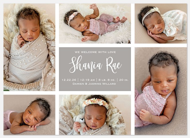 Welcomed with Love Baby Birth Announcements