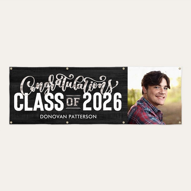 Metal & Wood Graduation Photo Banner  Custom Banners