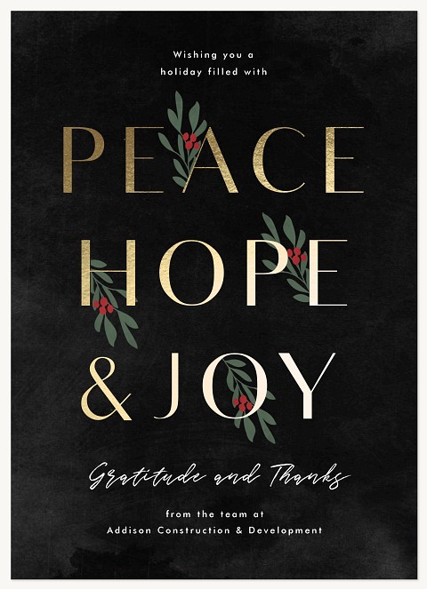 Peace Hope  Joy Business Holiday Cards