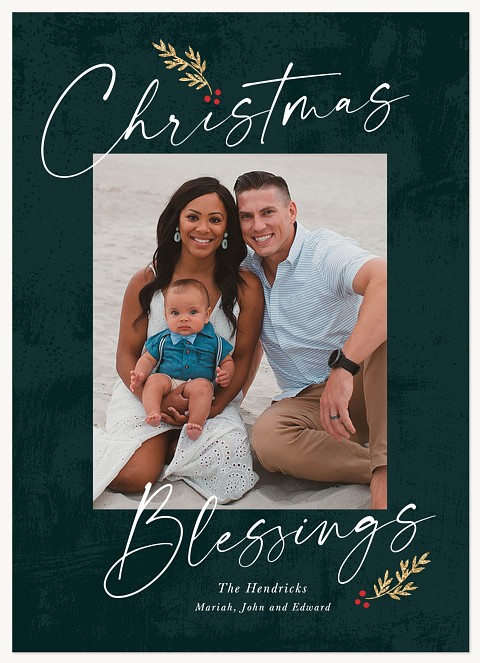 Glittered Holly Personalized Holiday Cards
