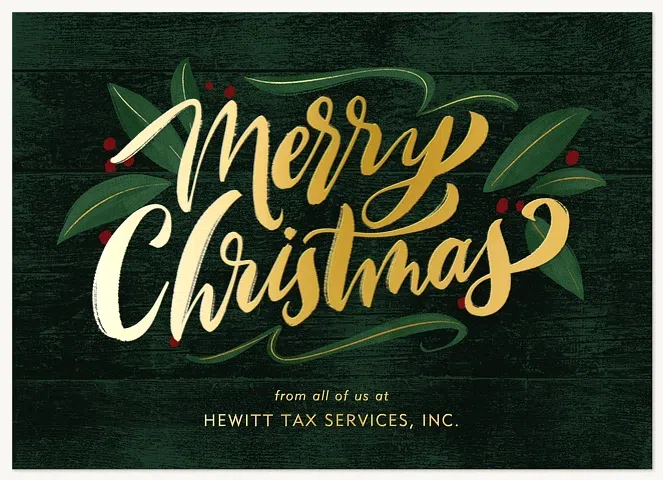 Golden Lettering Business Holiday Cards