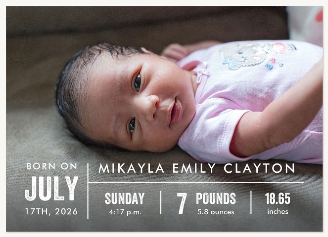 Birth Stats Baby Announcements