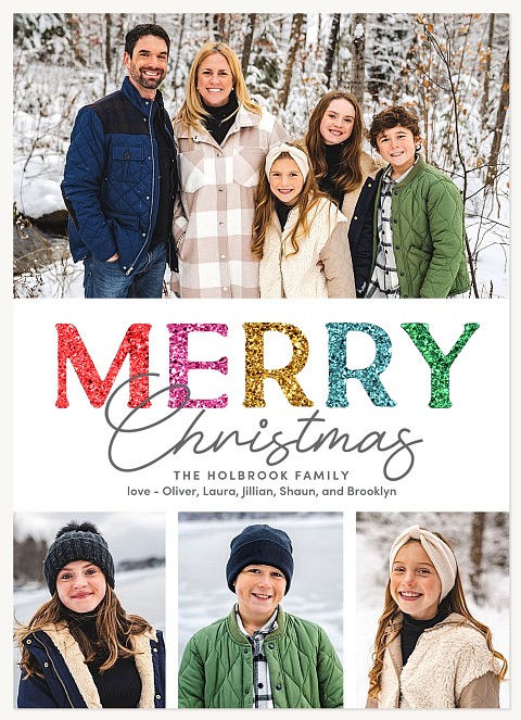 Festive Glitter Personalized Holiday Cards