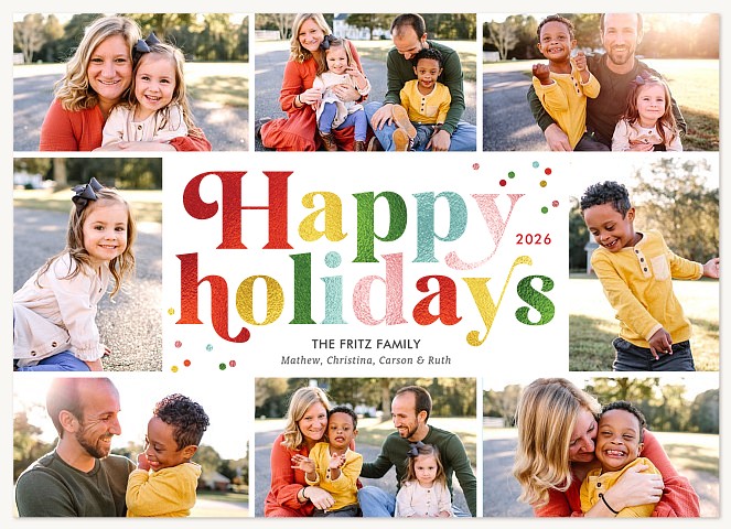 Retro Sparkle Personalized Holiday Cards