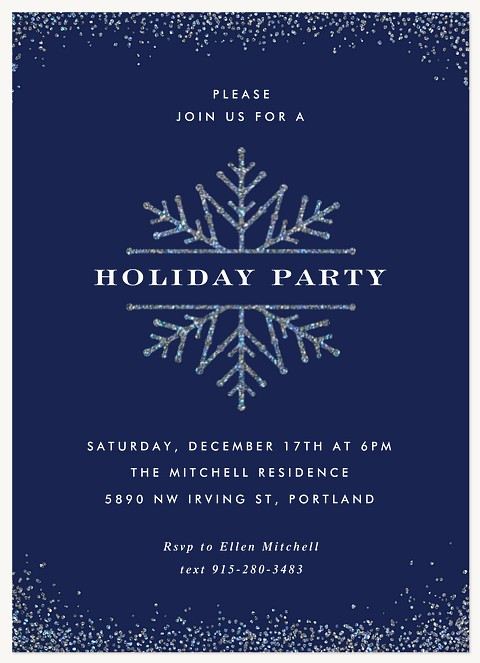 Glittering Snowflake Holiday Party Invitations