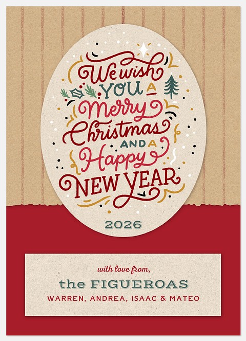Krafted Lettering Holiday Photo Cards