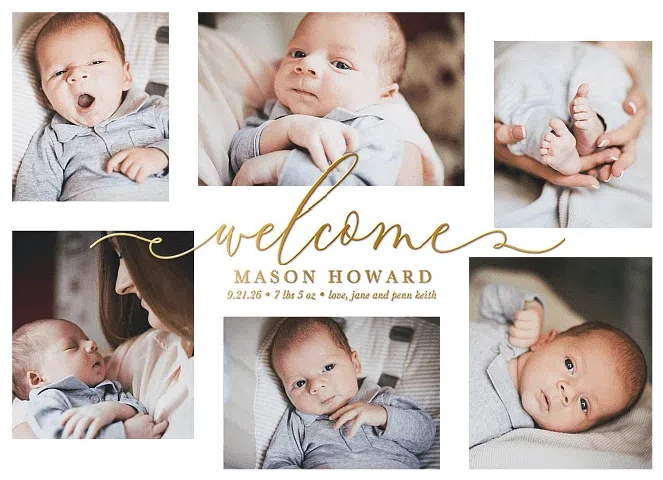 Gilded Script Baby Announcements