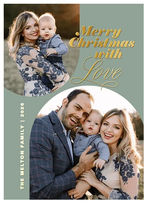 Dual Curves Personalized Holiday Cards