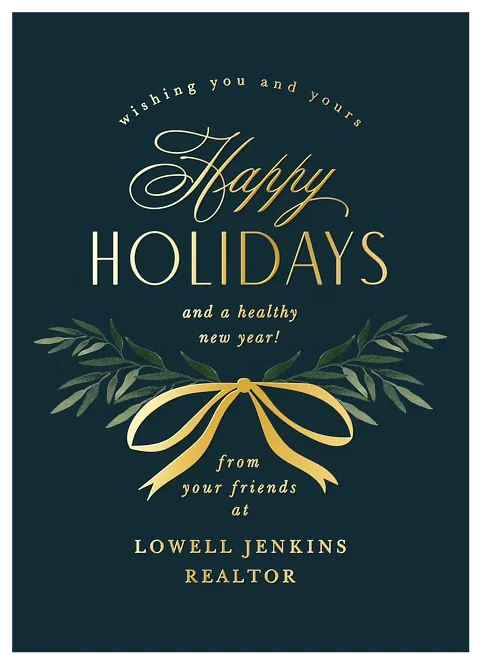 Elegant Gold Bow Business Holiday Cards