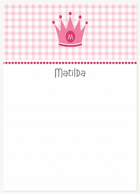 Gingham Princess Kids Thank You Cards