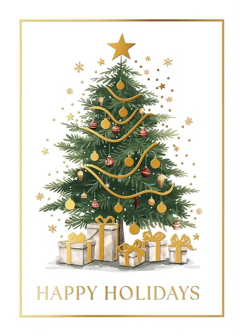 Golden Tidings Business Holiday Cards