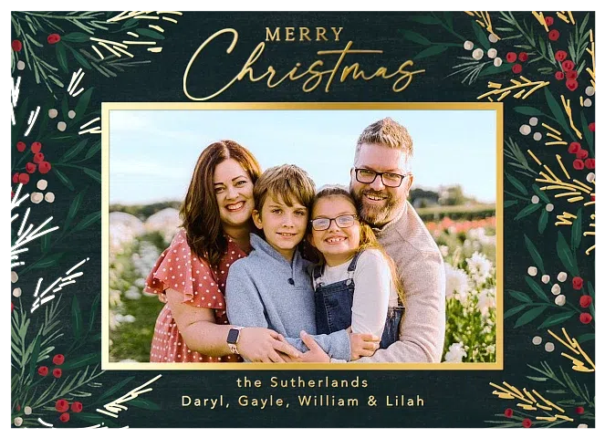 Lush Greenery Personalized Holiday Cards