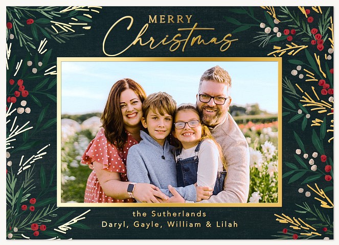 Lush Greenery Personalized Holiday Cards