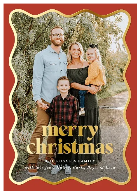 Wavy Frame Personalized Holiday Cards