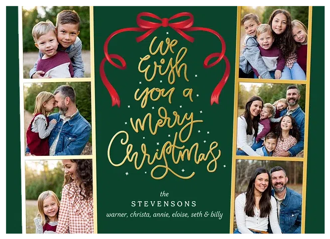 Festive Photo Strips Personalized Holiday Cards