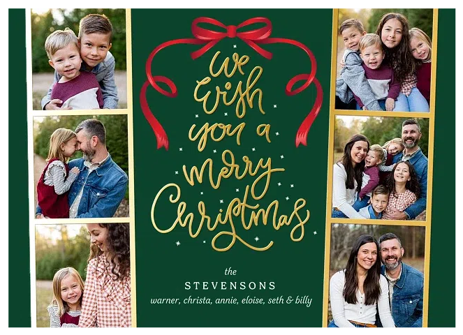 Festive Photo Strips Personalized Holiday Cards