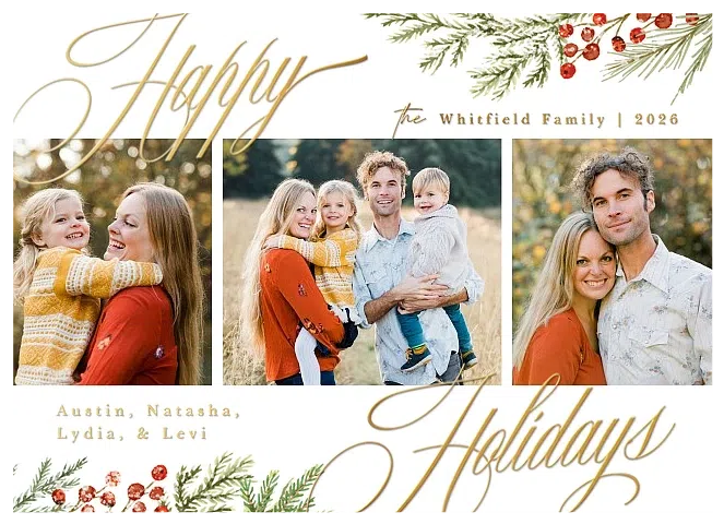 Scripted Corners Personalized Holiday Cards