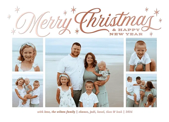 Retro Sparkles Personalized Holiday Cards