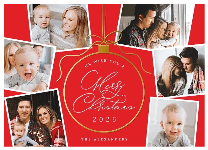 Gilded Ornament Personalized Holiday Cards