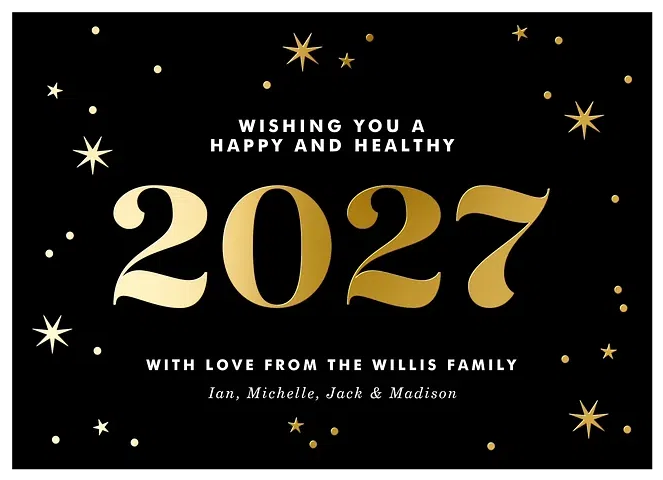 New Year Glam Personalized Holiday Cards