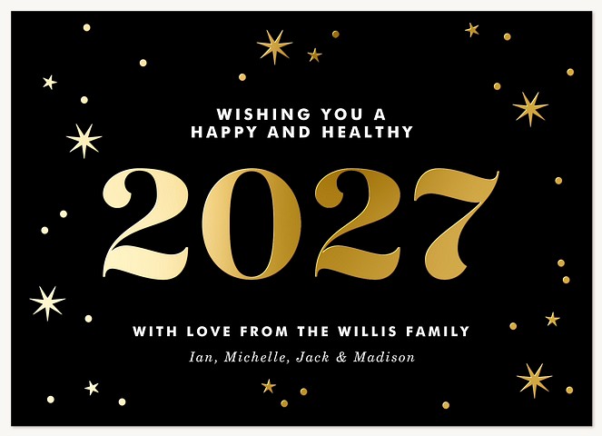 New Year Glam Personalized Holiday Cards