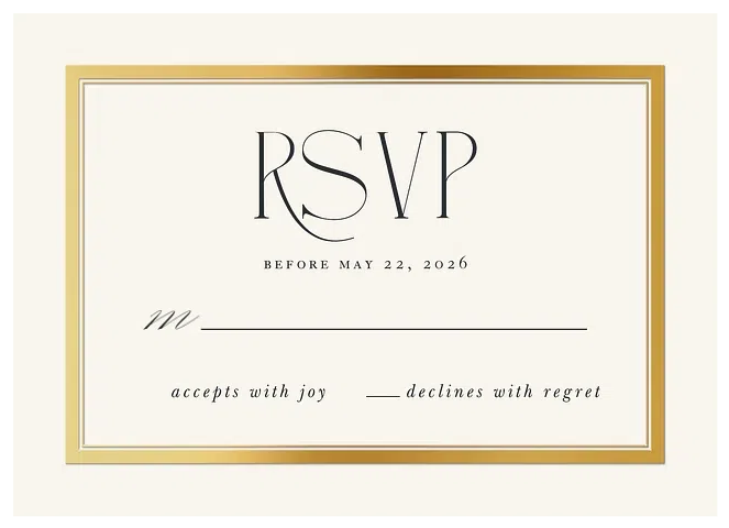Gilded Frame Wedding RSVP Cards