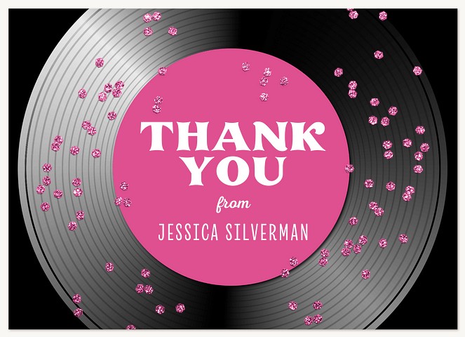 Pink Record Thank You Cards 