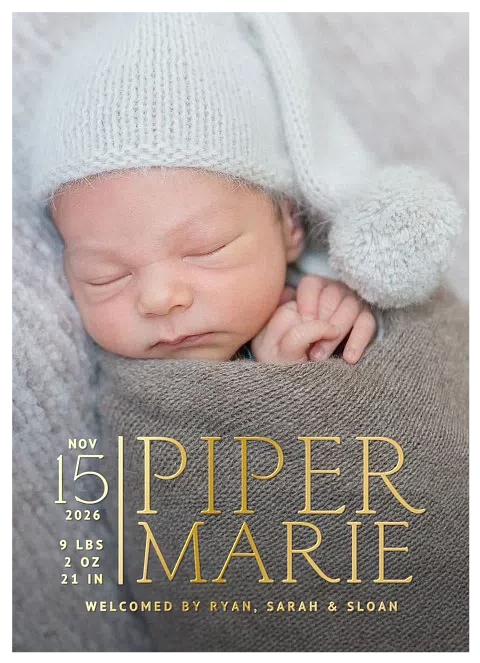 Golden Introduction Baby Announcements
