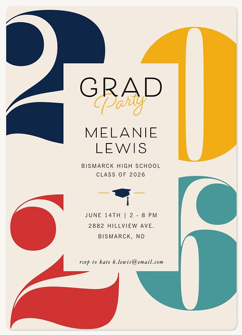 Bold Numbers Graduation Cards
