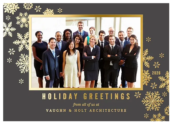 Lustrous Snowflakes Business Holiday Cards