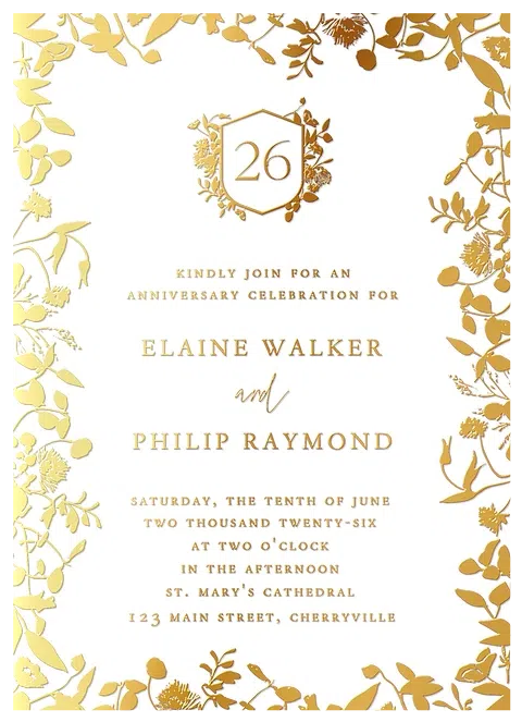 Botanical Milestone Wedding Anniversary Invitations