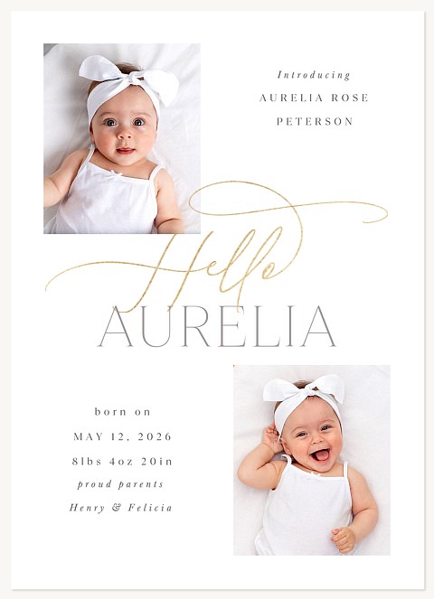 Hello Script Baby Announcements