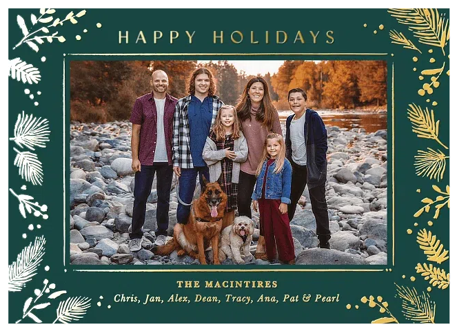 Cozy Woodcut Personalized Holiday Cards