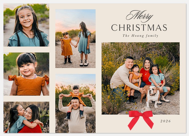Bow Scrapbook Holiday Photo Cards