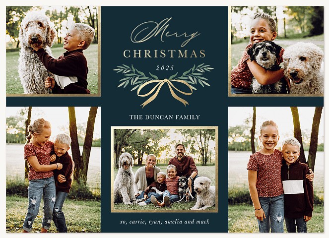 Gilded Bow Personalized Holiday Cards