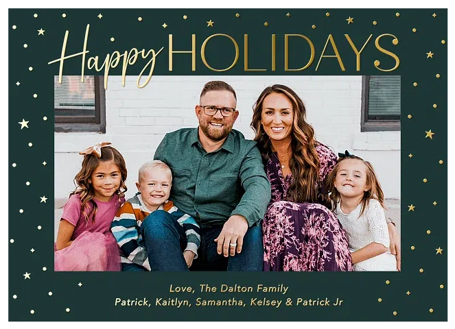 Festive Stars Personalized Holiday Cards