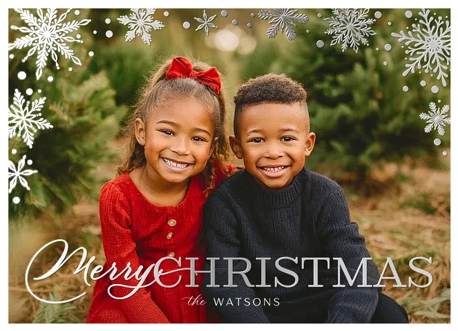 Metallic Snowflakes Personalized Holiday Cards