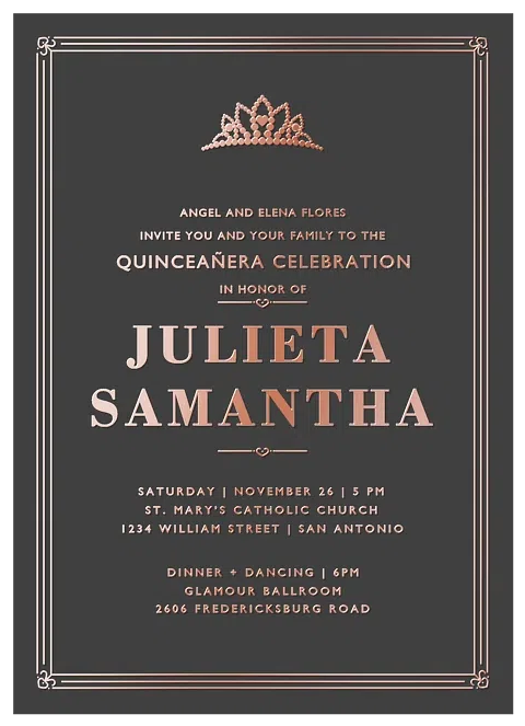 Honored Lady Quinceañera Invitations