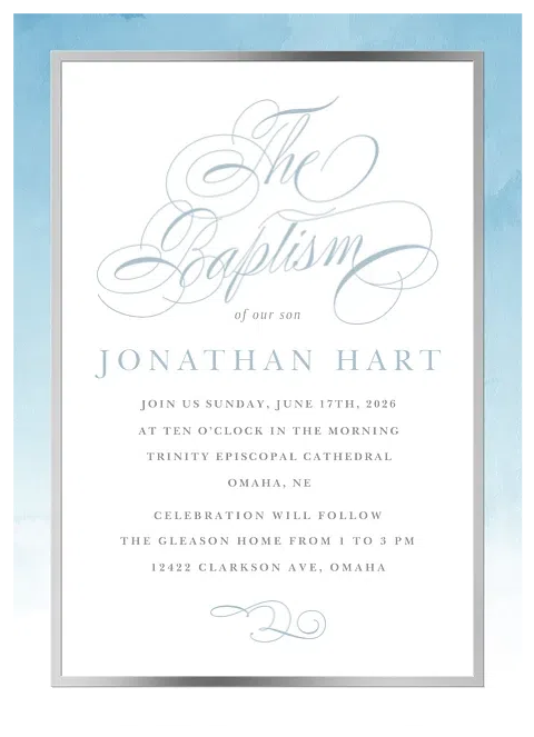 Ombre Elegance Baptisms & Christening Invitations