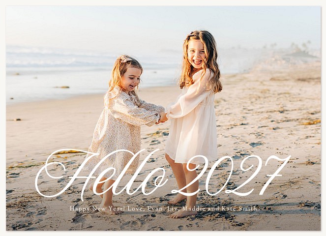 Hello Script  Personalized Holiday Cards