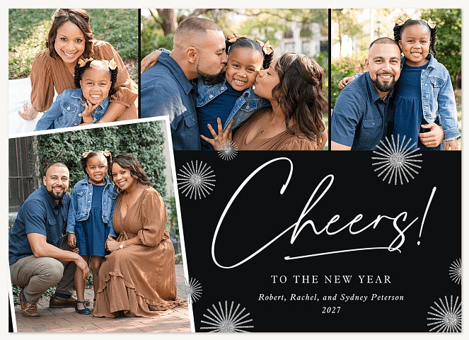 Glittery Poms Personalized Holiday Cards