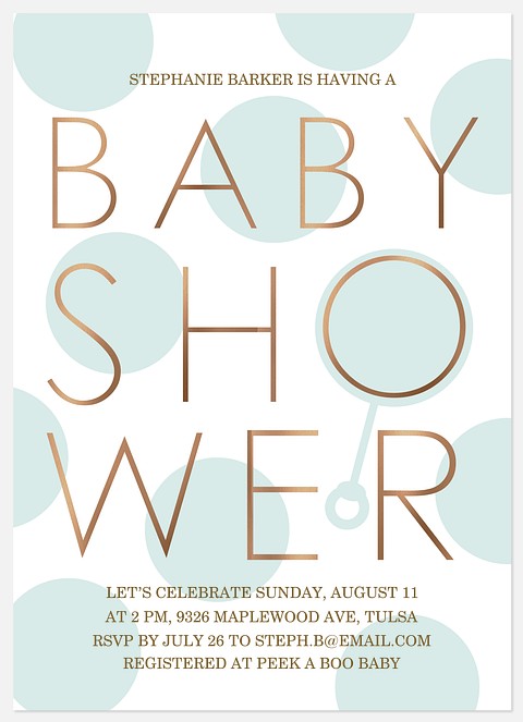 Polka Dot Rattle Baby Shower Invitations