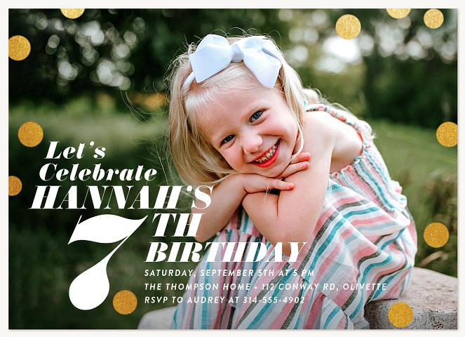 Big Number Kids Birthday Invitations